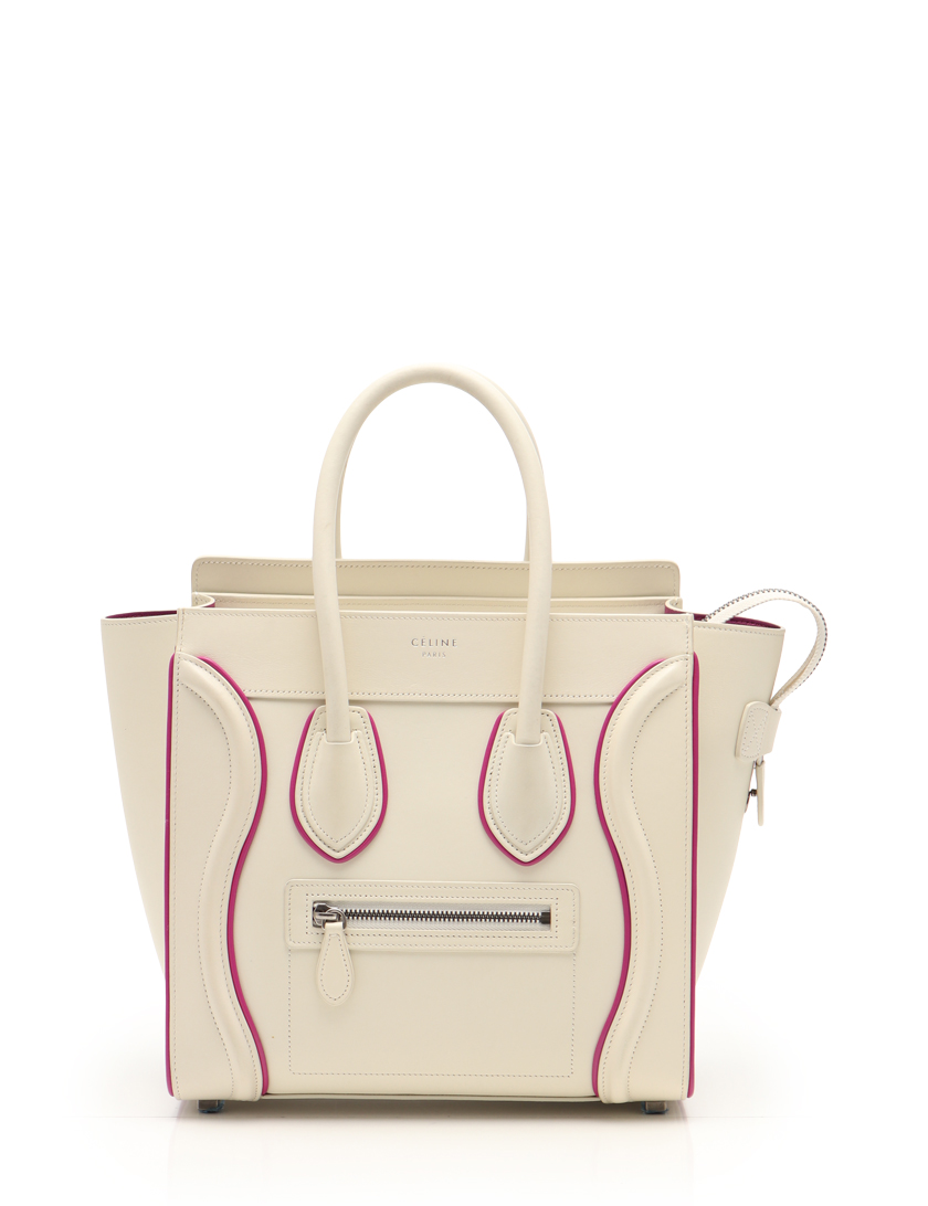 セリーヌ Celine ラゲージ ミニショッパー トートバッグ レザー 白 ハイブランド ブランド専門の中古通販サイト