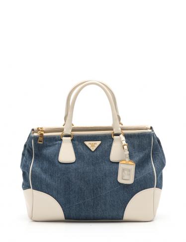 PRADA ガレリア　トートバッグ　デニム×レザー PRADA・バッグ・DENIM + SAFFIANO ガレリア トートバッグ デニム