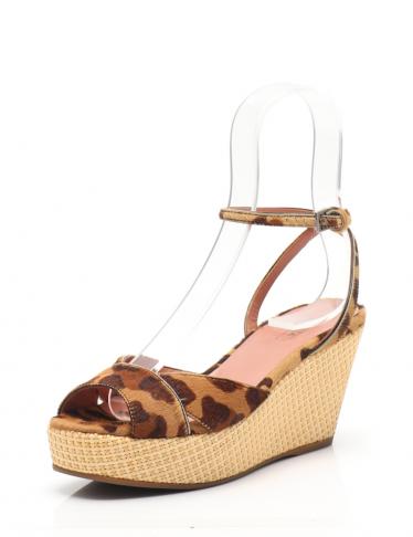 ALAiA・シューズ・ サンダル レオパード ハラコ 茶 ライトブラウン