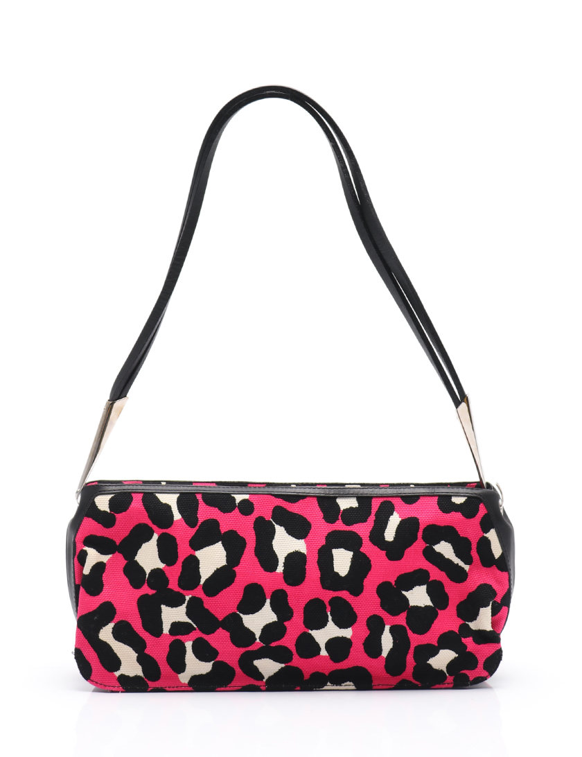 ボッテガヴェネタ Bottega Veneta ショルダーバッグ レオパード キャンバス レザー ピンク 黒 白 ハイブランド ブランド専門の中古通販サイト