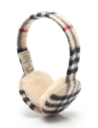 バーバリーロンドン Burberry London イヤーマフラー チェック柄 カシミヤ グレー ベージュ マルチカラー ハイブランド ブランド 専門の中古通販サイト
