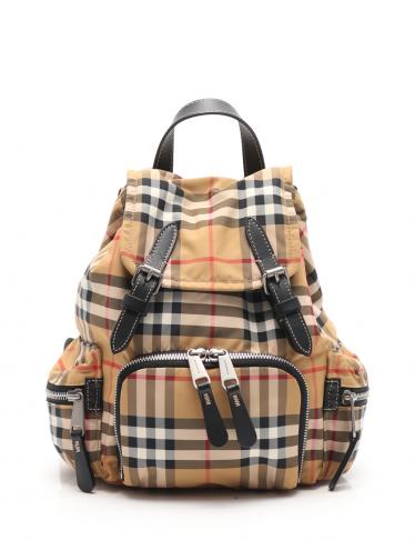 バーバリー（BURBERRY）ミニリュック｜バックパック｜チェック柄｜ナイロン｜ベージュ｜マルチカラー｜ハイブランド・ブランド専門の中古通販サイト（369601）