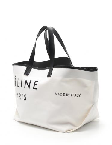 セリーヌ(CELINE)メイドイン|トートバッグ|キャンバス|レザー|白|黒|ポーチ付き|ハイブランド・ブランド専門の中古通販サイト(369994)