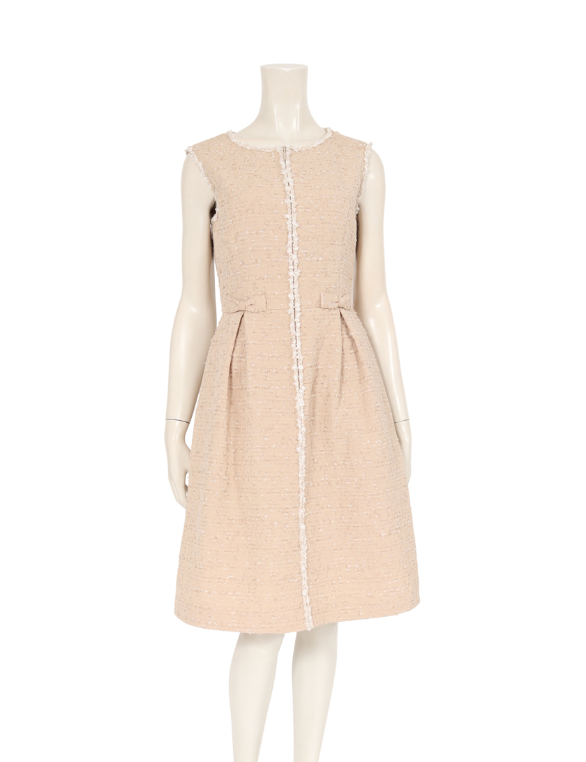 ルネ Rene ツイード ワンピース ノースリーブ コットン ベージュ リボン ハイブランド ブランド専門の中古通販サイト 35