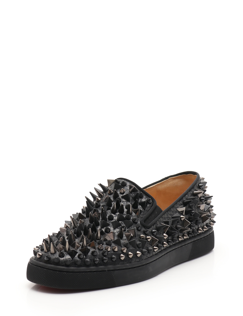 【保存版】 Louboutin ルブタン 黒メンズスリッポン ローラーボート - スニーカー