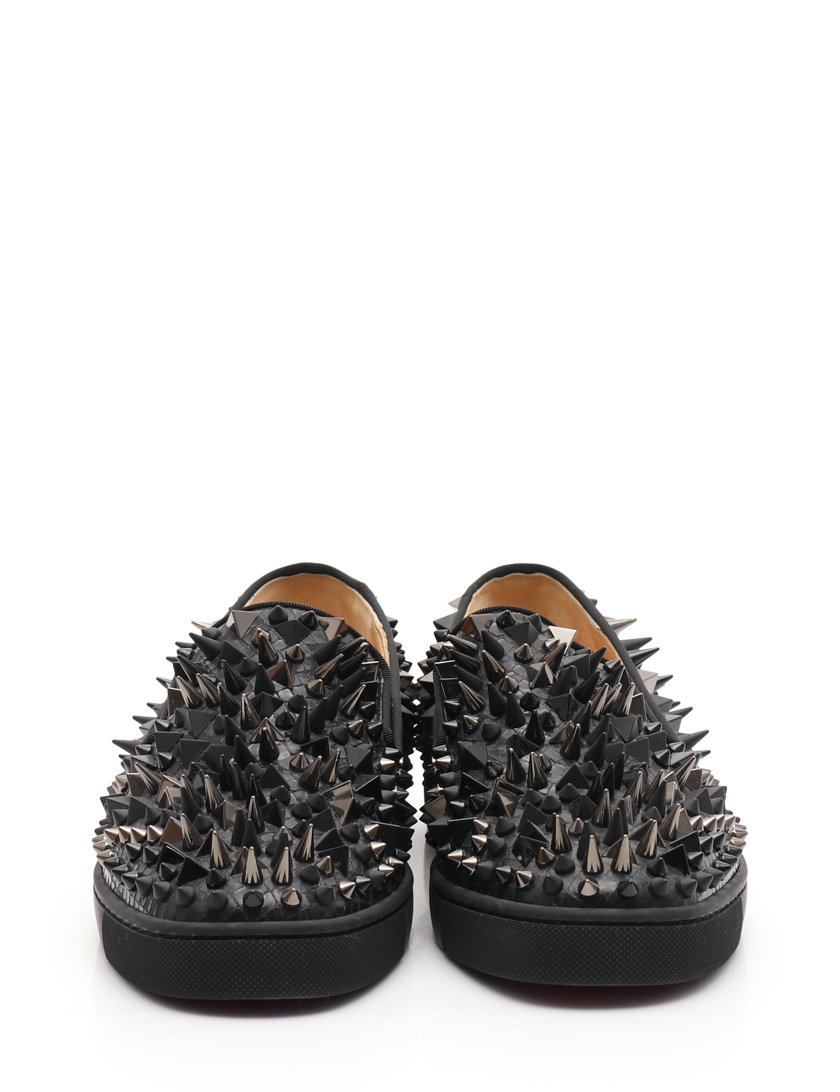 【保存版】 Louboutin ルブタン 黒メンズスリッポン ローラーボート - スニーカー