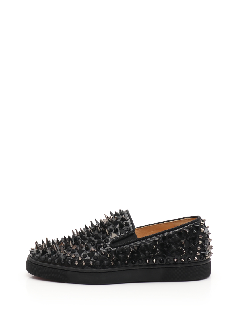【保存版】 Louboutin ルブタン 黒メンズスリッポン ローラーボート - スニーカー
