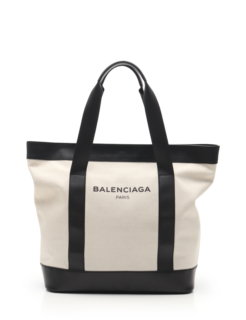 バレンシアガ Balenciaga ネイビートート トートバッグ キャンバス レザー アイボリー ネイビー ハイブランド ブランド 専門の中古通販サイト