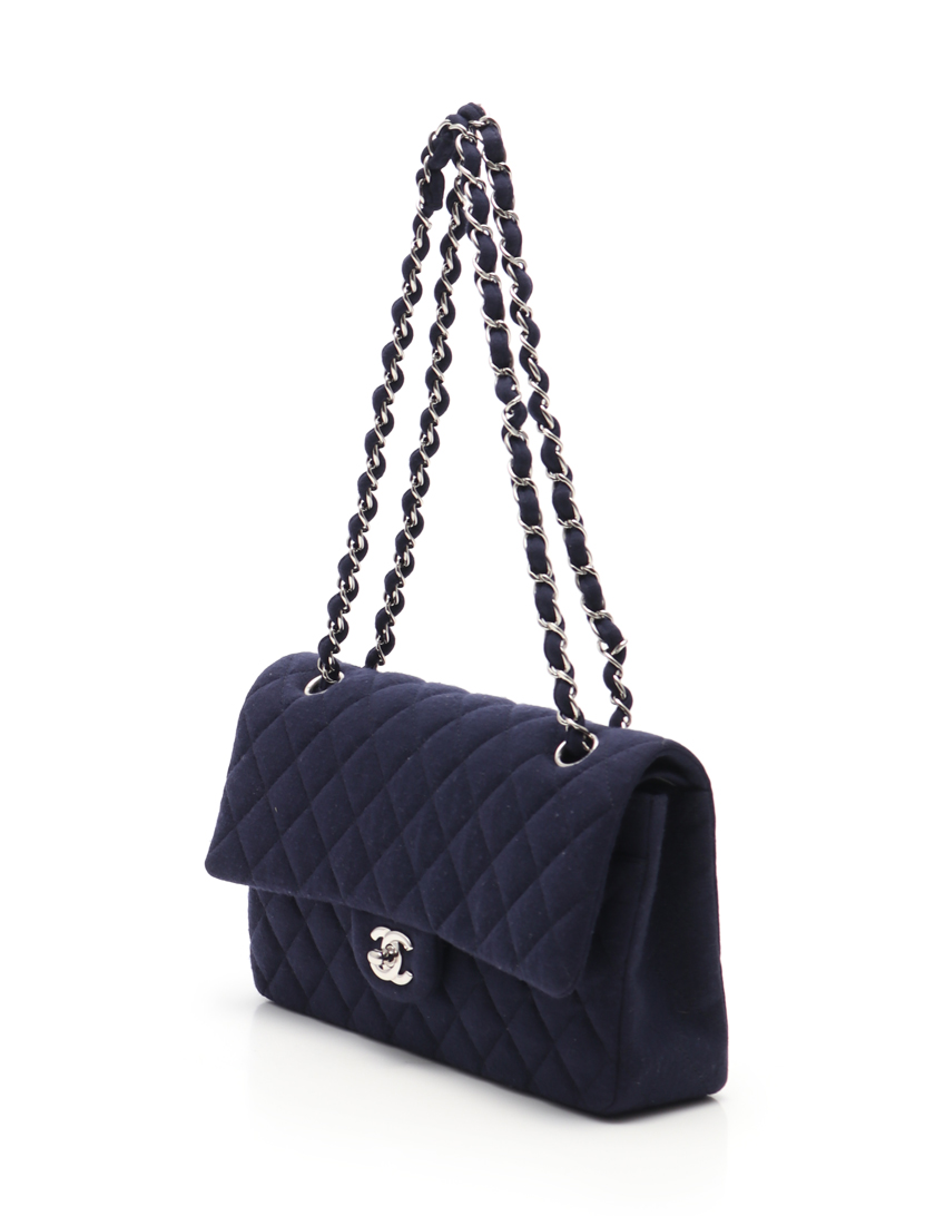 シャネル(CHANEL)マトラッセ|Wフラップ|Wチェーンショルダーバッグ|ジャージー|ネイビー|シルバー金具|ハイブランド・ブランド専門の中古通販サイト(397412)