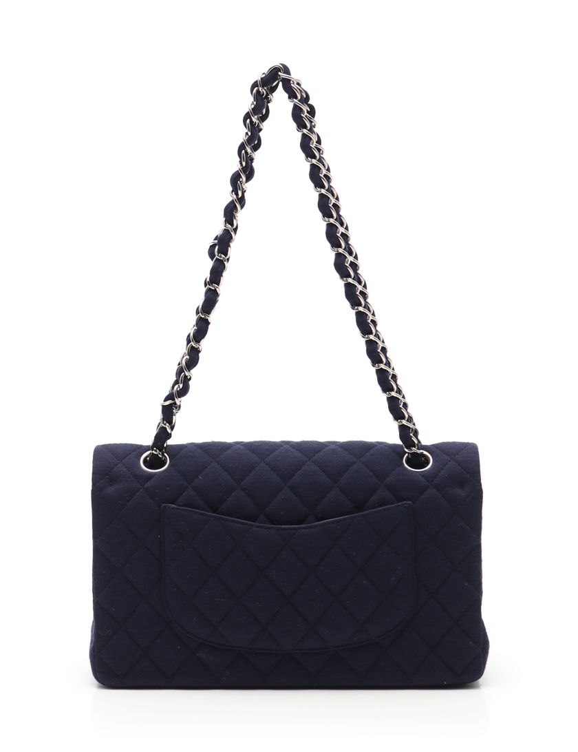 シャネル(CHANEL)マトラッセ|Wフラップ|Wチェーンショルダーバッグ|ジャージー|ネイビー|シルバー金具|ハイブランド・ブランド専門の中古通販サイト(397412)