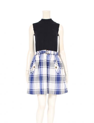 バーバリーブルーレーベル Burberry Blue Label ワンピース チェック ノースリーブ ネイビー 白 グレー 切替 ハイブランド ブランド専門の中古通販サイト 3909