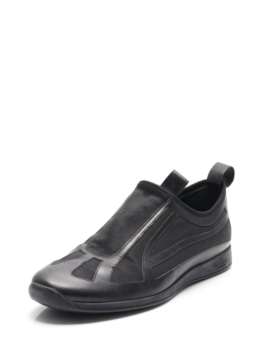 グッチ(GUCCI)スニーカー|スリッポン|ナイロン|レザー|黒|ハイブランド・ブランド専門の中古通販サイト(376549)