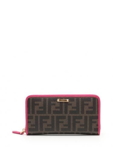 FENDI・財布・小物・ズッカ ラウンドファスナー長財布 PVC レザー 茶
