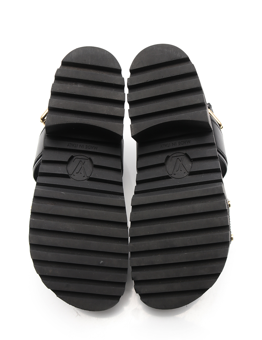 ルイヴィトン(LOUIS VUITTON)ローリエート|ライン|サンダル|レザー|PVC|黒|茶|ハイブランド・ブランド専門の中古通販サイト(404256)