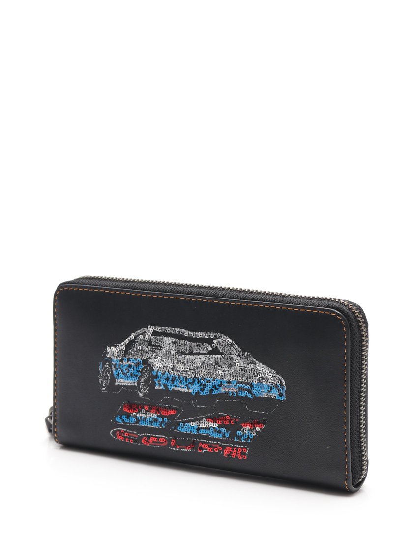 コーチ Coach カー アコーディオン ジップ ラウンドファスナー長財布 レザー 黒 スパンコール 車 ハイブランド ブランド専門の中古通販サイト