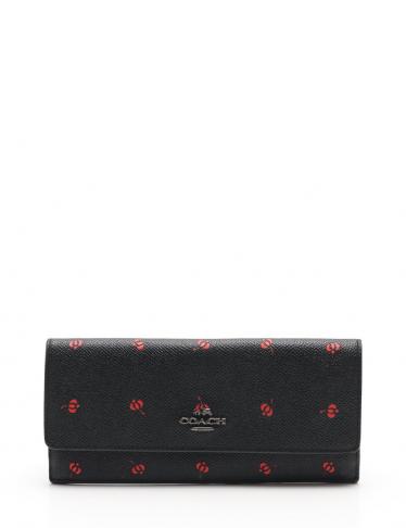 コーチ Coach 二つ折り長財布 レザー 黒 赤 ハイブランド ブランド専門の中古通販サイト