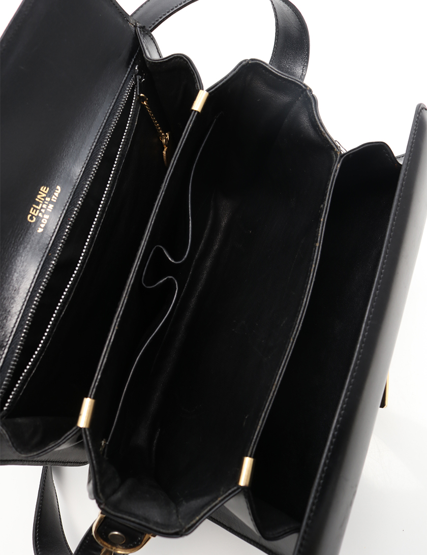 セリーヌ(CELINE)馬車金具|ショルダーバッグ|レザー|黒|ヴィンテージ|ハイブランド・ブランド専門の中古通販サイト(409506)