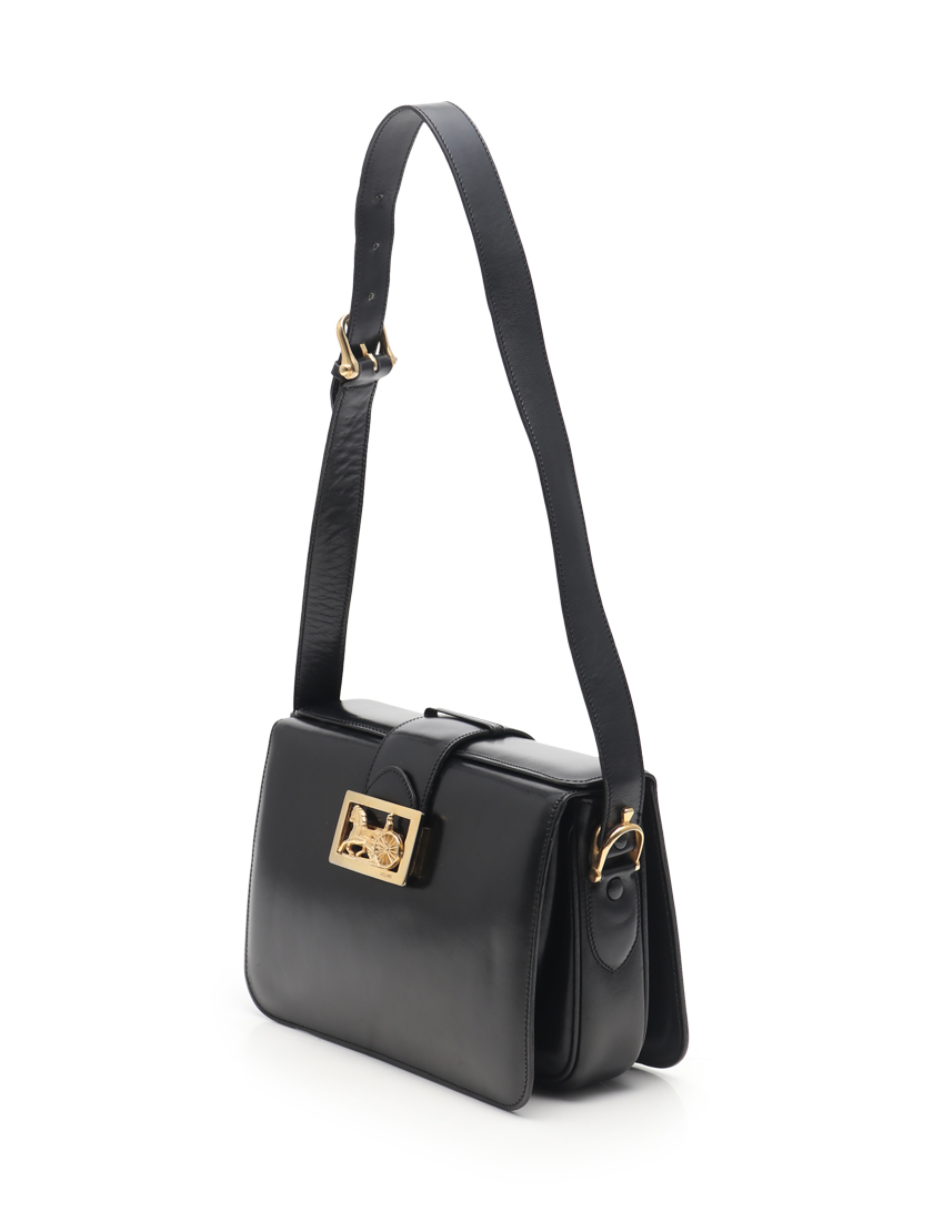 セリーヌ(CELINE)馬車金具|ショルダーバッグ|レザー|黒|ヴィンテージ|ハイブランド・ブランド専門の中古通販サイト(409506)