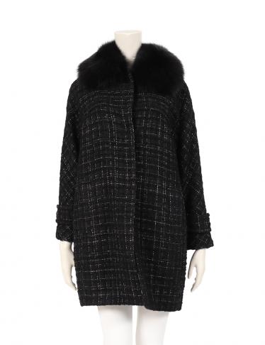 Grace Class・アウター・ ツイードコート 黒 シルバー ファー