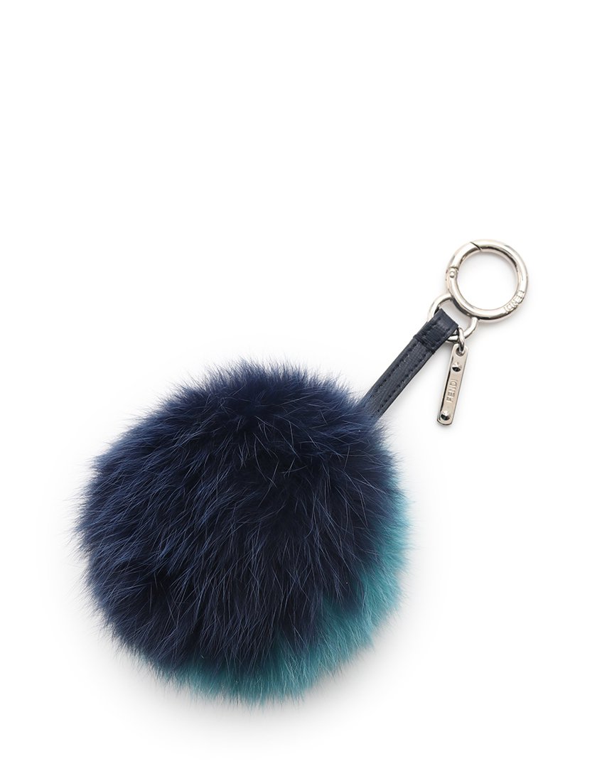 フェンディ Fendi ポンポン バッグチャーム ファー ネイビー ブルーグリーン ハイブランド ブランド専門の中古通販サイト