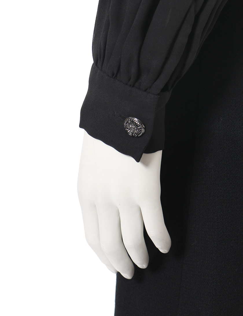 シャネル Chanel ワンピース 長袖 ウール 黒 スリーブシフォン切替 13c ハイブランド ブランド専門の中古通販サイト
