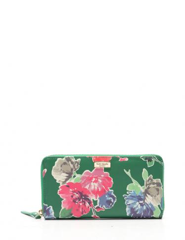 ケイトスペード Kate Spade ラウンドファスナー長財布 花柄 Pvc 緑 ハイブランド ブランド専門の中古通販サイト