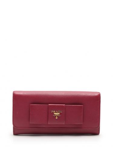 PRADA・財布・小物・ 二つ折り長財布 レザー 赤 リボン｜【公式】宅配 