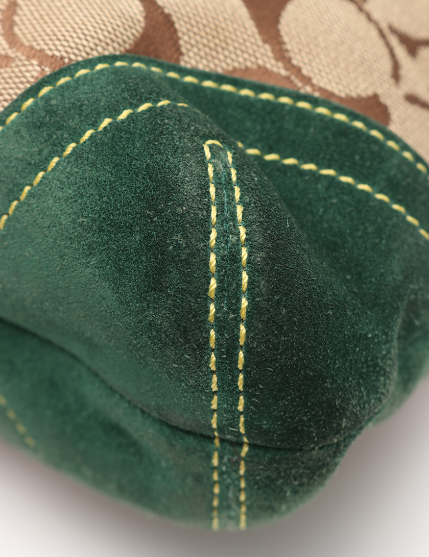 コーチ Coach シグネチャー ショルダーバッグ キャンバス スエード レザー ベージュ 緑 ハイブランド ブランド専門の中古通販サイト