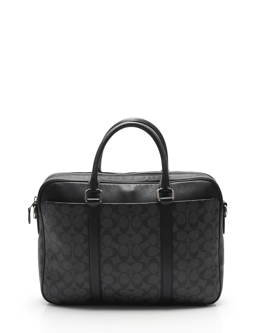 コーチ(COACH)シグネチャー|ブリーフケース|ビジネスバッグ|PVC|レザー|グレー|黒|2WAY|ハイブランド・ブランド専門の中古通販サイト(422357)