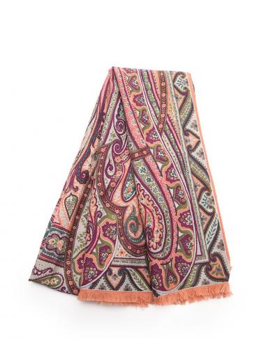 エトロ Etro ショール ストール ペイズリー柄 ウール シルク 紫 オレンジ マルチカラー ハイブランド ブランド専門の中古通販サイト 417960