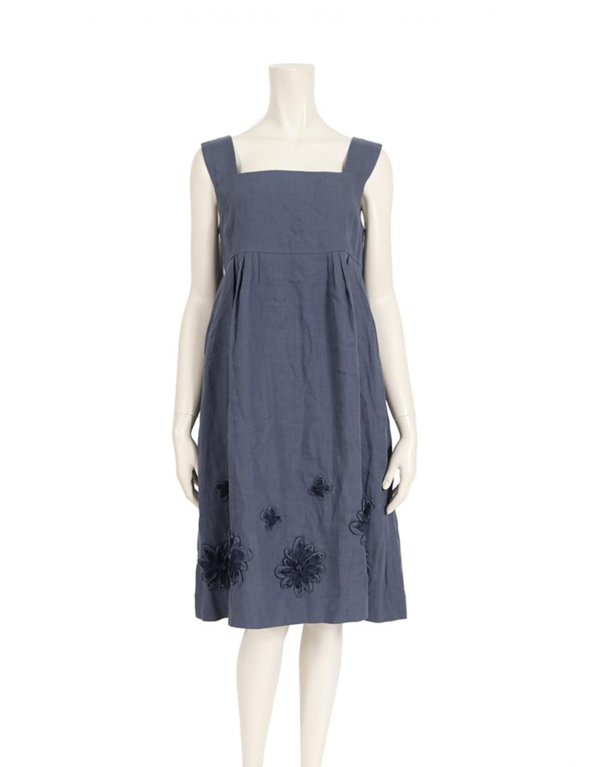 フォクシー Foxey Soleil ワンピース 麻 グレーブルー Ginza th ハイブランド ブランド専門の中古通販サイト