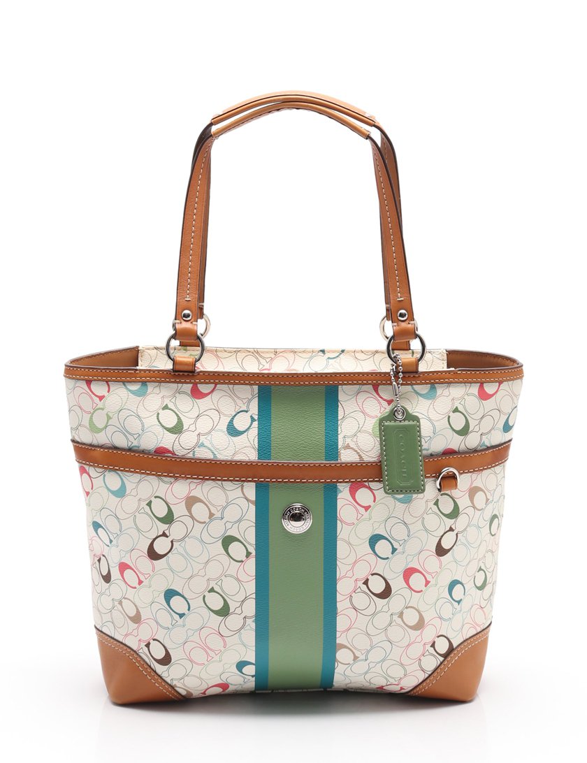 コーチ（COACH）シグネチャー｜トートバッグ｜PVC｜レザー｜白｜カーキ 