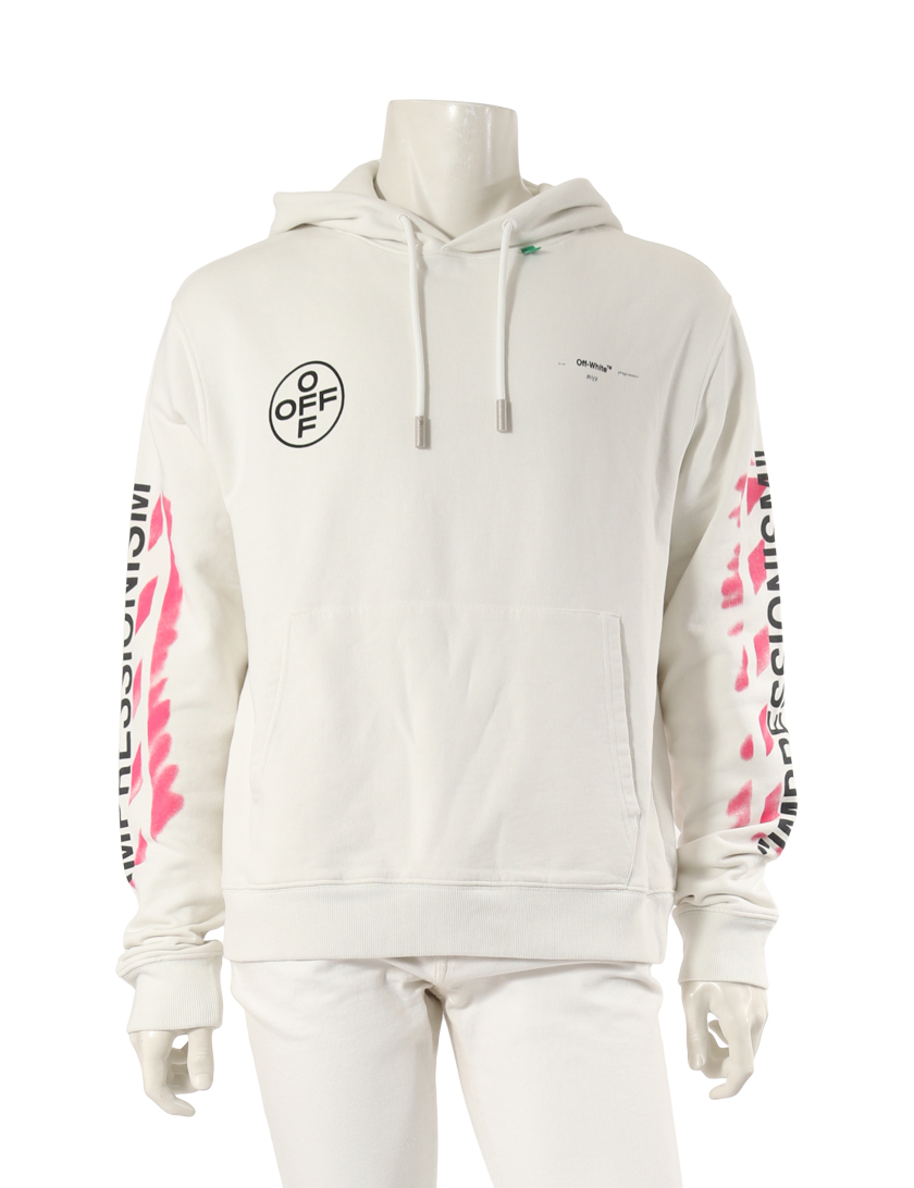 オフホワイト Off White Diagstencil Slim Hoodie パーカー スウェット コットン アイボリー 黒 ピンク ハイブランド ブランド専門の中古通販サイト