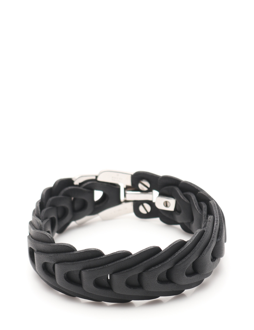 グッチ Gucci ブレスレット レザー 黒 シルバー ハイブランド ブランド専門の中古通販サイト