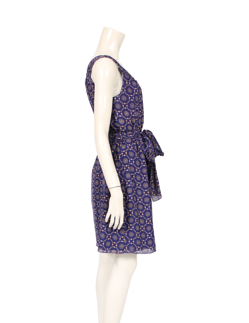 アナスイ Anna Sui ワンピース シルク ネイビー ベージュ ハイブランド ブランド専門の中古通販サイト