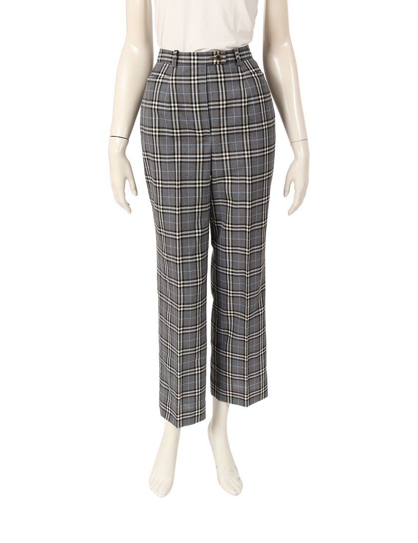バーバリーズ Burberry S パンツ チェック柄 グレー 水色 ハイブランド ブランド専門の中古通販サイト