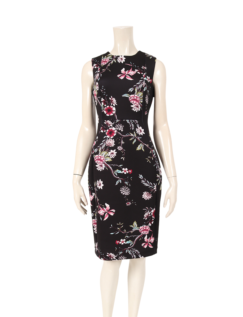 カルバンクライン Calvin Klein ジャージー ワンピース 花柄 ノースリーブ 黒 マルチカラー ハイブランド ブランド専門の中古通販サイト 4553