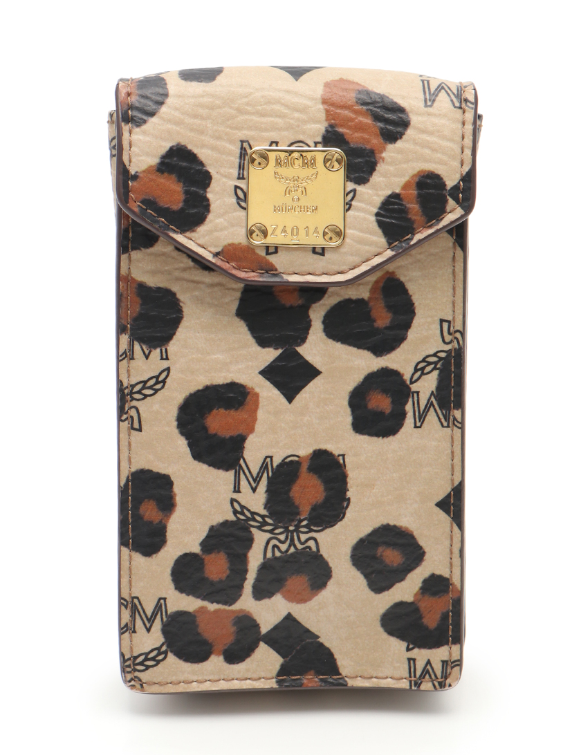 エムシーエム Mcm スマホケース マルチケース レザー ベージュ ハイブランド ブランド専門の中古通販サイト