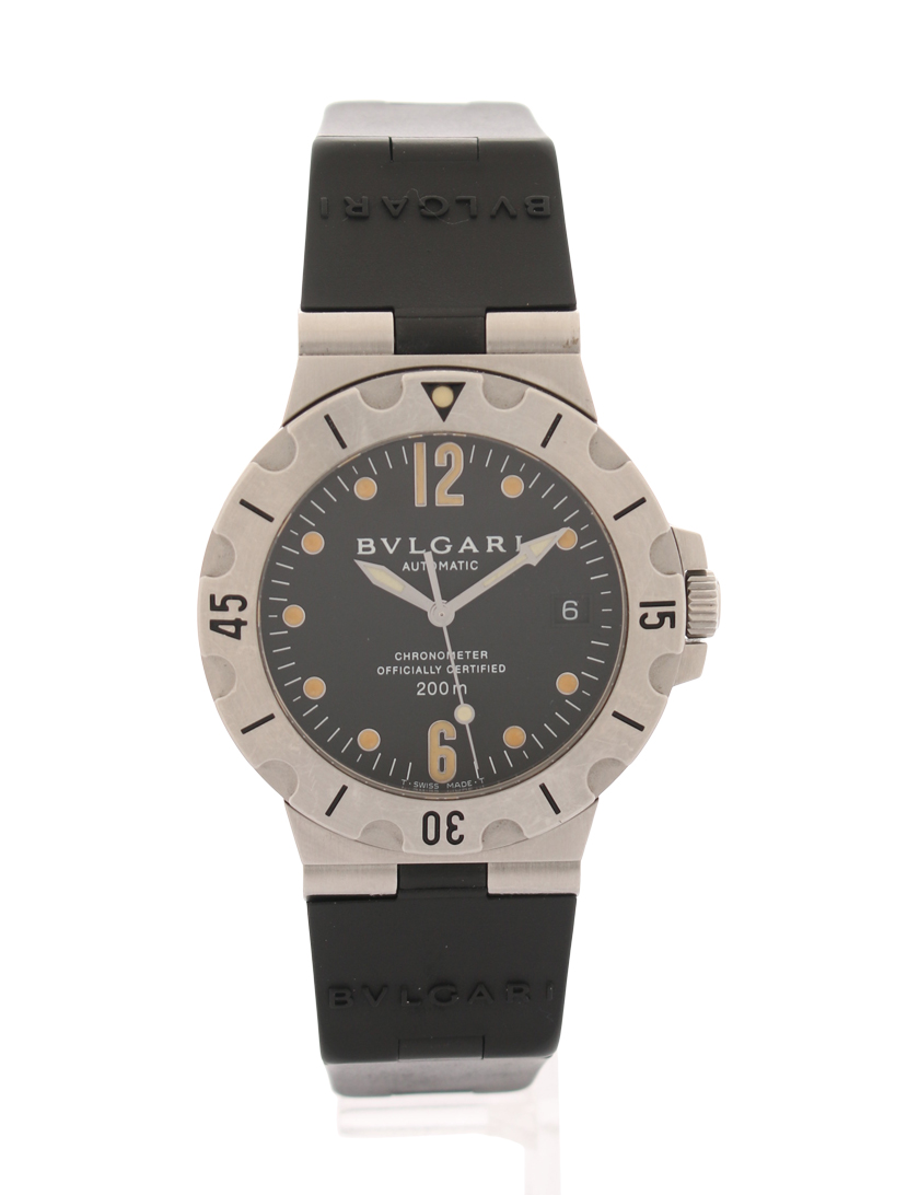 ブルガリ Bvlgari ディアゴノスクーバー 38mm ダイバーズウォッチ メンズ 腕時計 Ss ラバー シルバー 黒 ハイブランド ブランド専門の中古通販サイト