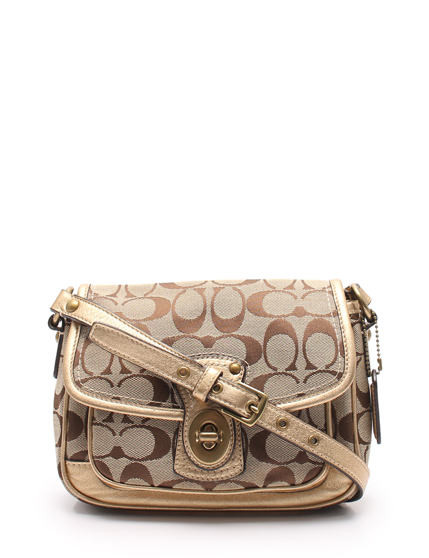 コーチ Coach シグネチャー クリケット ショルダーバッグ キャンバス レザー ベージュ ゴールド ハイブランド ブランド 専門の中古通販サイト 462699