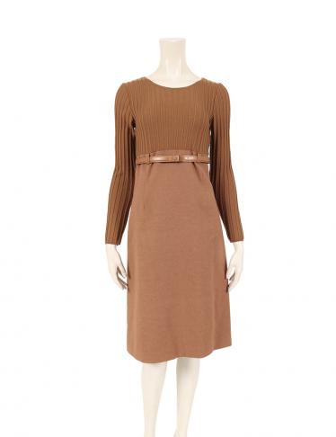 ポールカ Paule Ka ニットワンピース ウール 茶 切替 ハイブランド ブランド専門の中古通販サイト