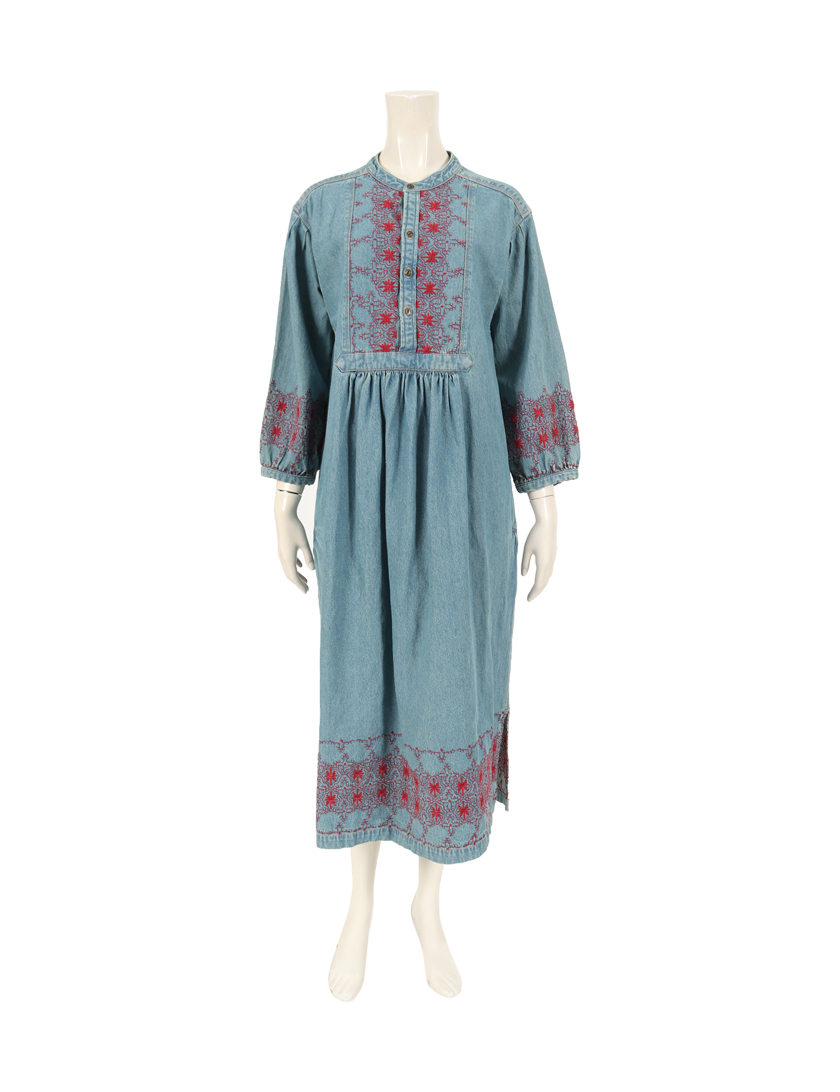カレントエリオット Current Elliott デニム ワンピース 刺繍 水色 赤 ハイブランド ブランド専門の中古通販サイト