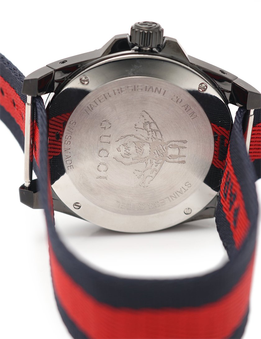 グッチ Gucci ル マルシェ デ メルヴェイユ タイガー メンズ 腕時計 クオーツ Ss ナイロン 黒 ネイビー 赤 タイガー文字盤 ハイブランド ブランド専門の中古通販サイト