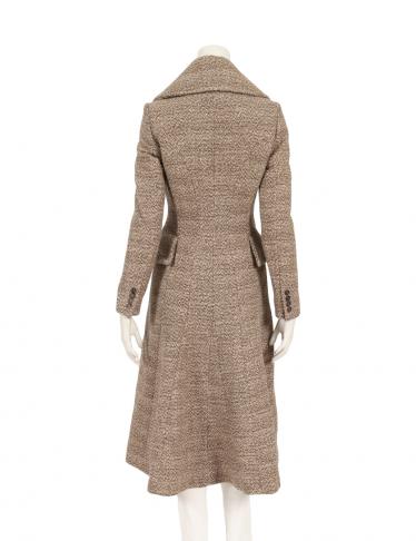 アレキサンダーマックイーン(ALEXANDER MCQUEEN)ツイード|ロングコート|ベージュ|茶|ハイブランド・ブランド専門の中古通販サイト(441486)
