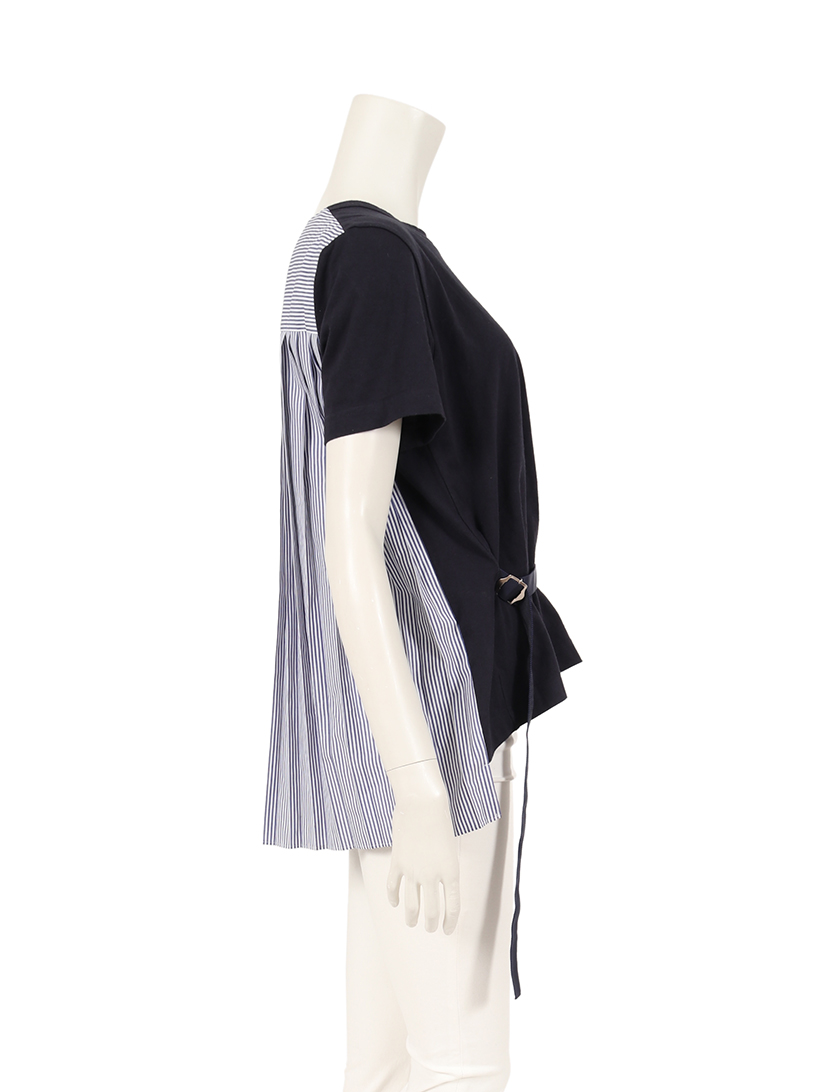 サカイ(Sacai)カットソー|ストライプ柄|ネイビー|青|白|切り替え|ハイブランド・ブランド専門の中古通販サイト(478044) 直販大セール 半袖 デザインカットソー 【未使用美品】最終価格!sacai シャツ/ブラウス(半袖/袖なし)
