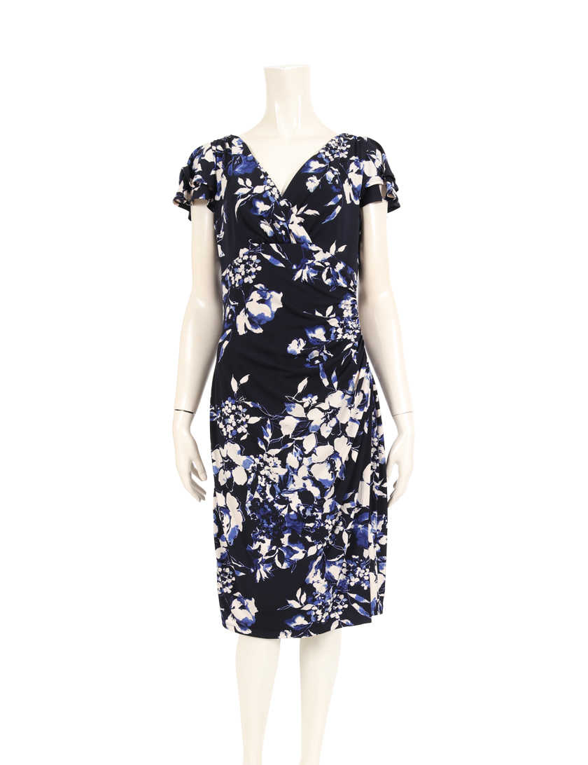 ローレンラルフローレン Lauren Ralph Lauren ワンピース 花柄 ダークネイビー 青 白 ハイブランド ブランド専門の中古通販サイト 4704