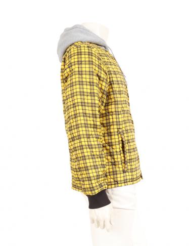 supreme quilted liner hooded jacket yellow plaid