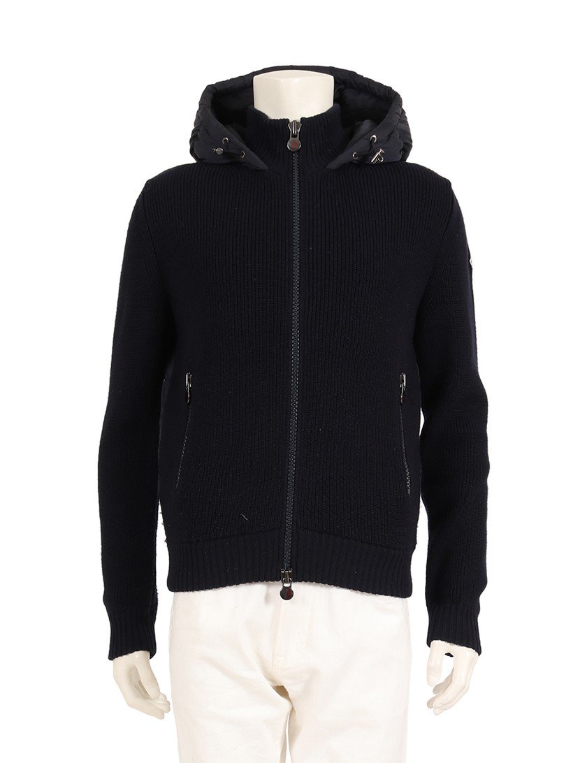 選ぶなら 大人気 MONCLER ニット 紺 ニットブルゾン ニットパーカー モンクレール - ブルゾン