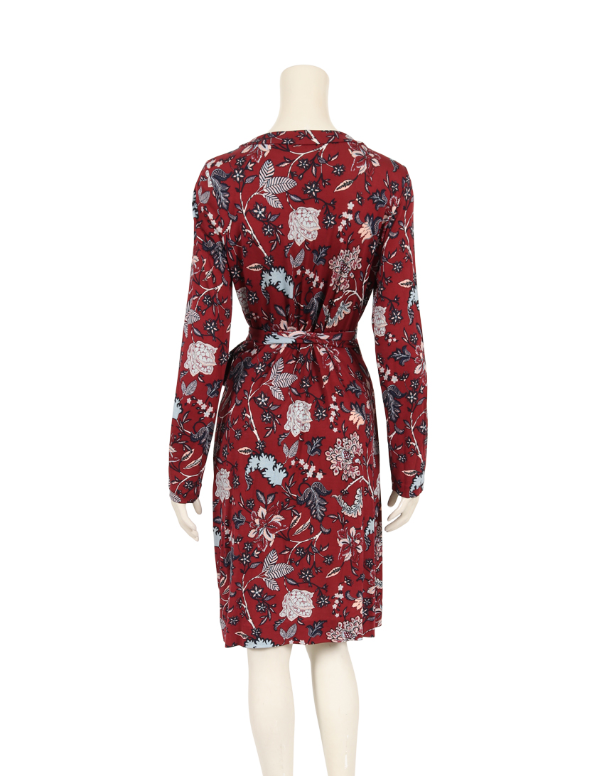 ダイアンフォンファステンバーグ Diane Von Furstenberg ラップワンピース ボタニカル柄 長袖 ロング丈 シルク 茶 ネイビー 水色 ハイブランド ブランド専門の中古通販サイト