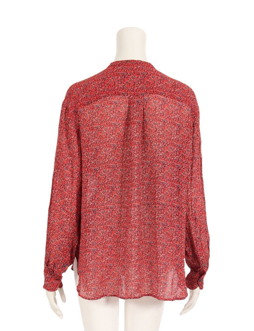 エトワールイザベルマラン Etoile Isabel Marant バンドカラー シャツ レーヨン 赤 青 ベージュ ハイブランド ブランド専門の中古通販サイト 485772